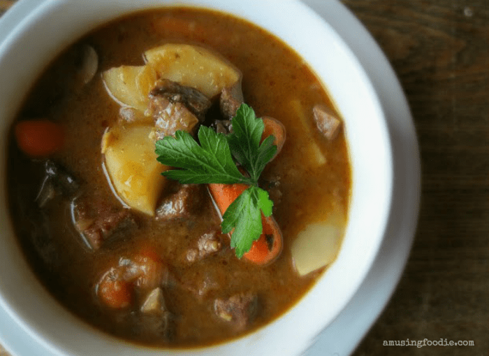 Savor this hearty beef stew, a delicious comfort food perfect for chilly days.