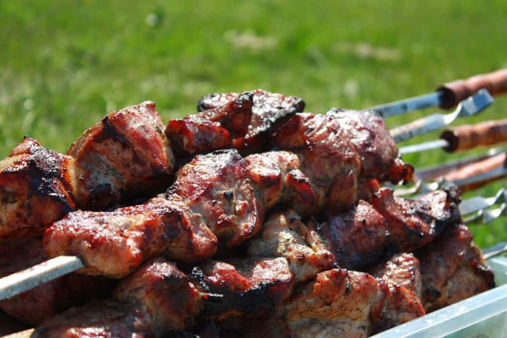 Tasty grilled meat skewers perfect for outdoor gatherings and barbecues.
