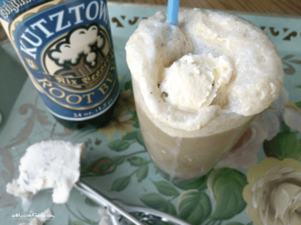 Classic root beer float with vanilla ice cream, refreshing and nostalgic summer treat.