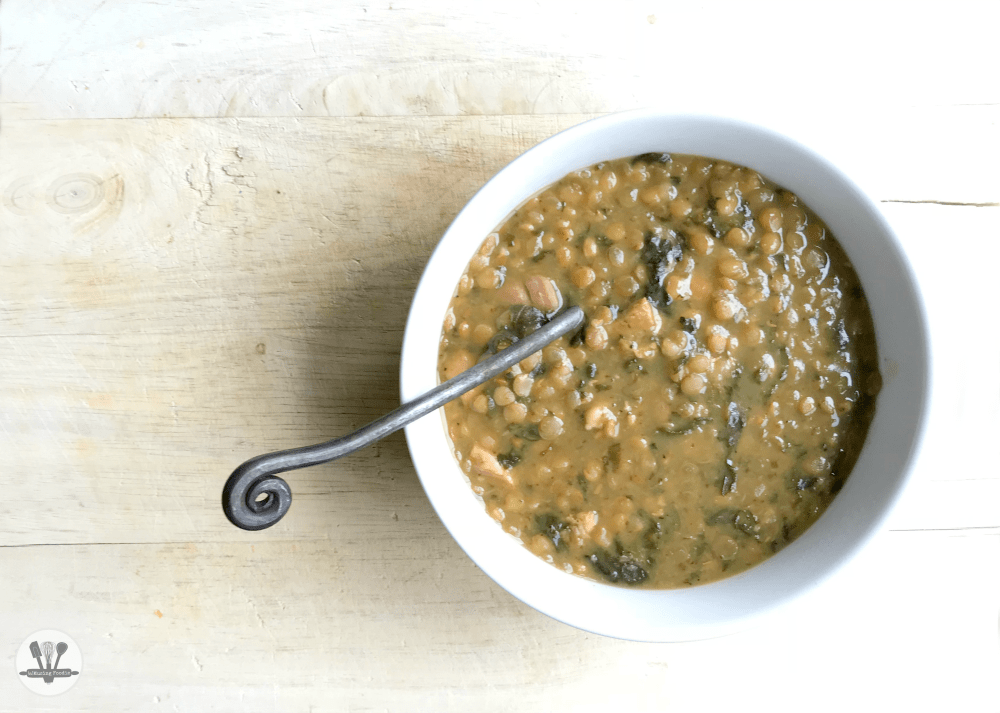 This simple chicken and lentil soup is a hearty meal that'll warm you to the bone!