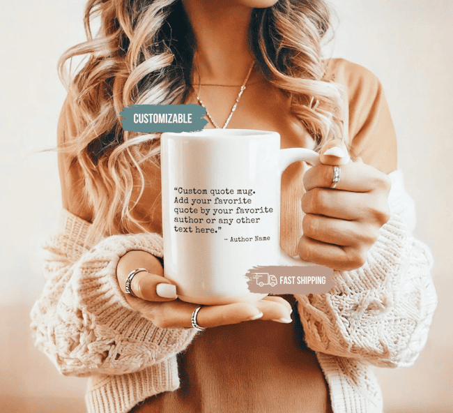 Customized book quote mug