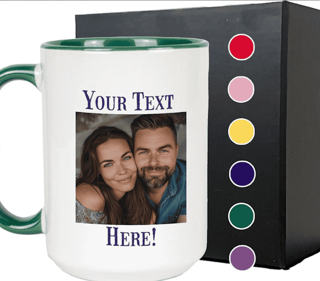 Custom photo and text coffee mug