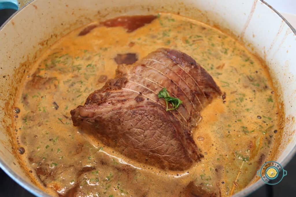Beef being simmered