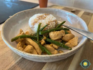 Wok Fried Green Beans & Chicken Close up