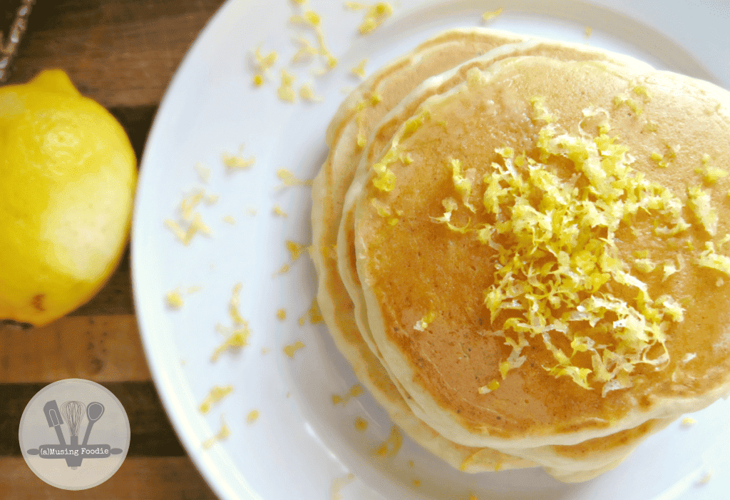 Lemon ricotta pancake with lemon zest