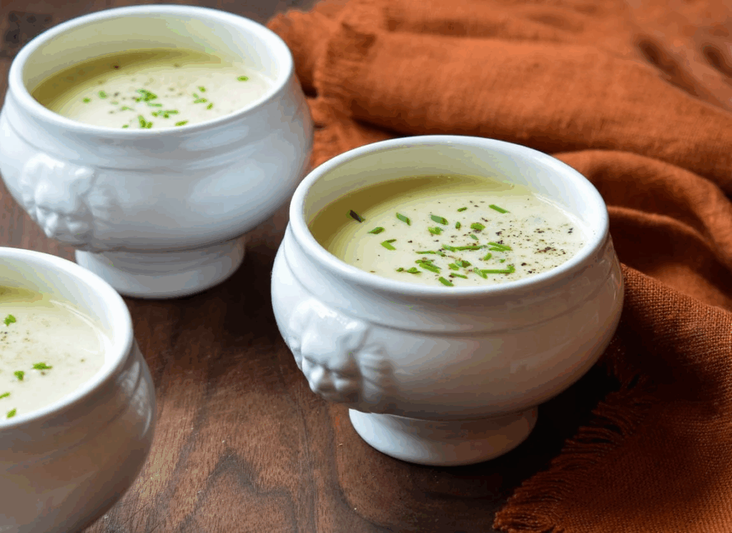 Potato leek soup in a bowl