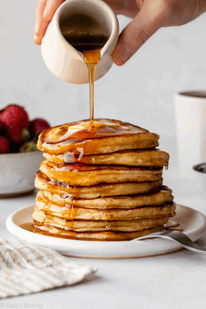 Buttermilk pancakes with syrup
