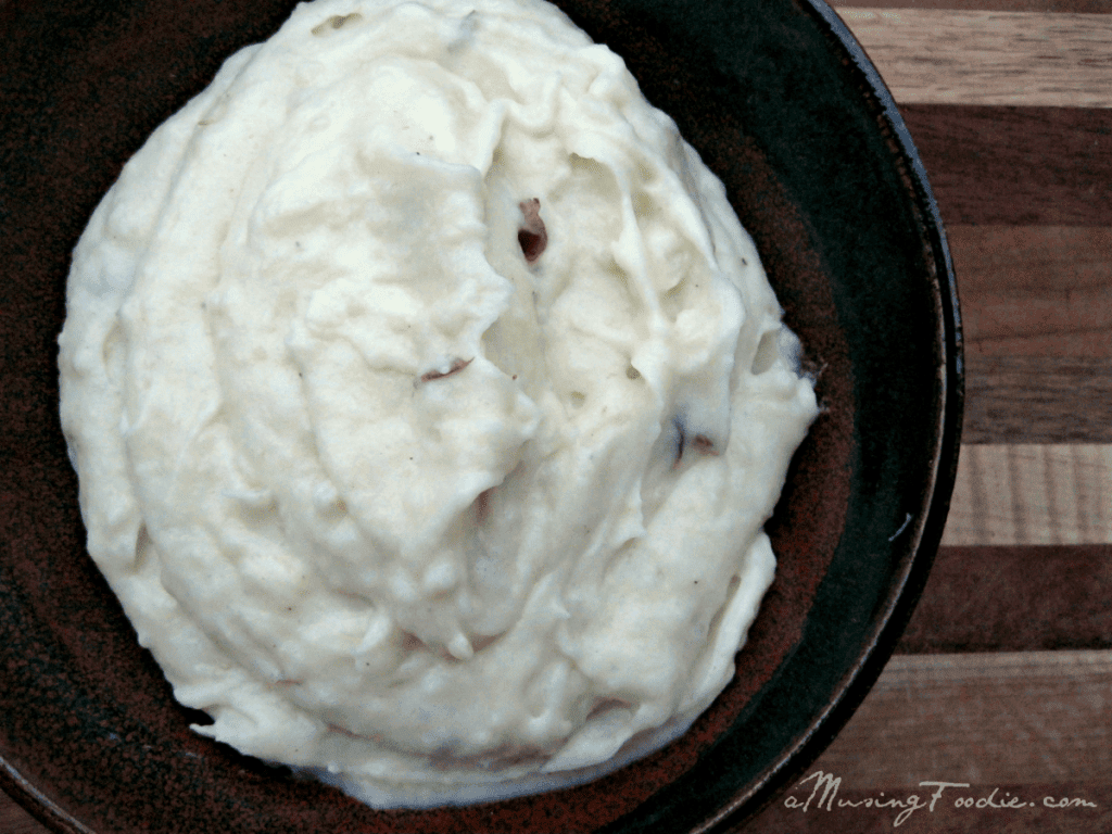 Whipped parsnip and potato in a bowl