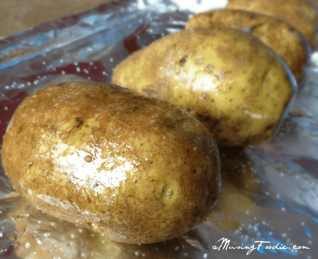 Baked Potatoes on foil