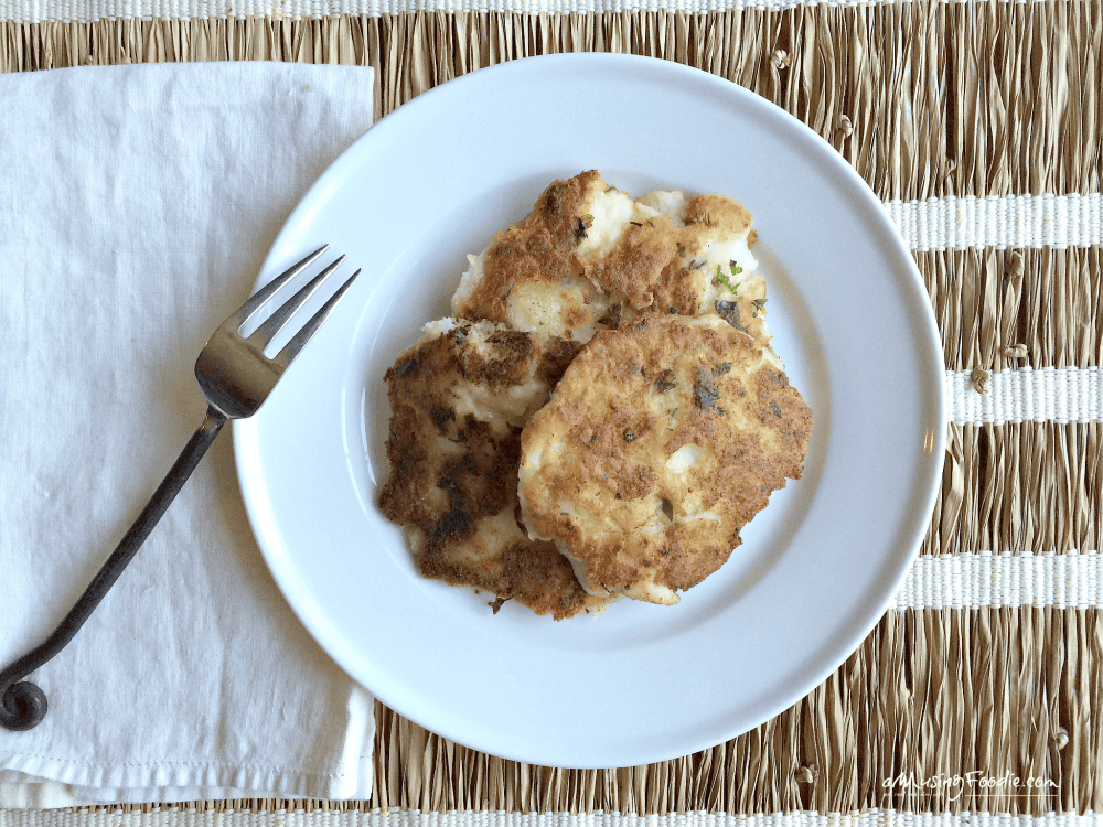 Mashed potato pancake with fork