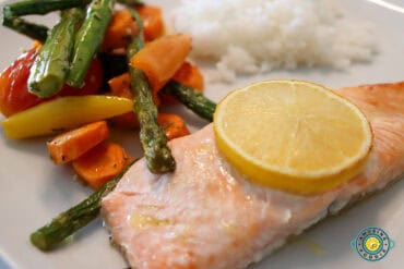 Close Up Salmon with veggies on side