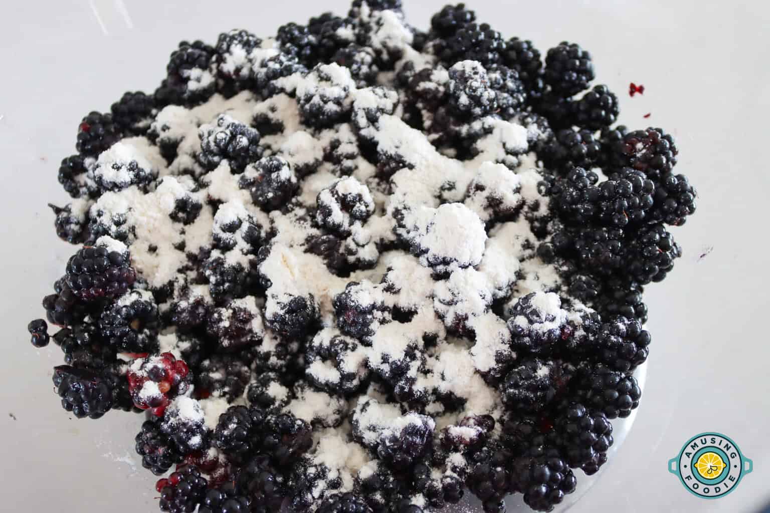 Blackberries covered with flour