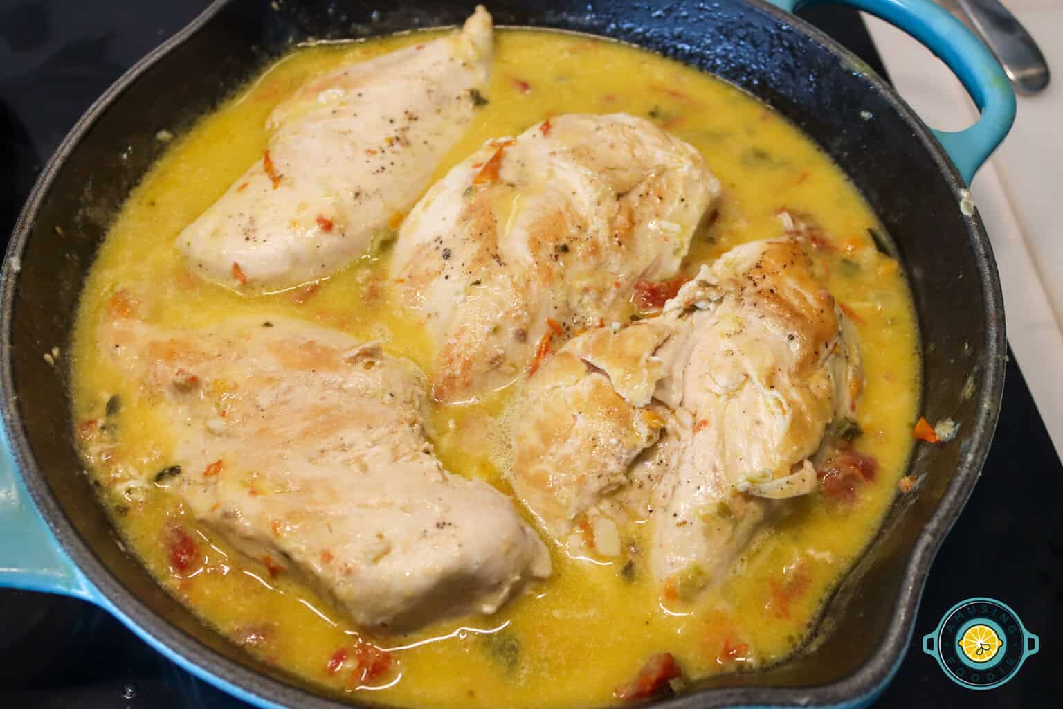 Simmered chicken closeup