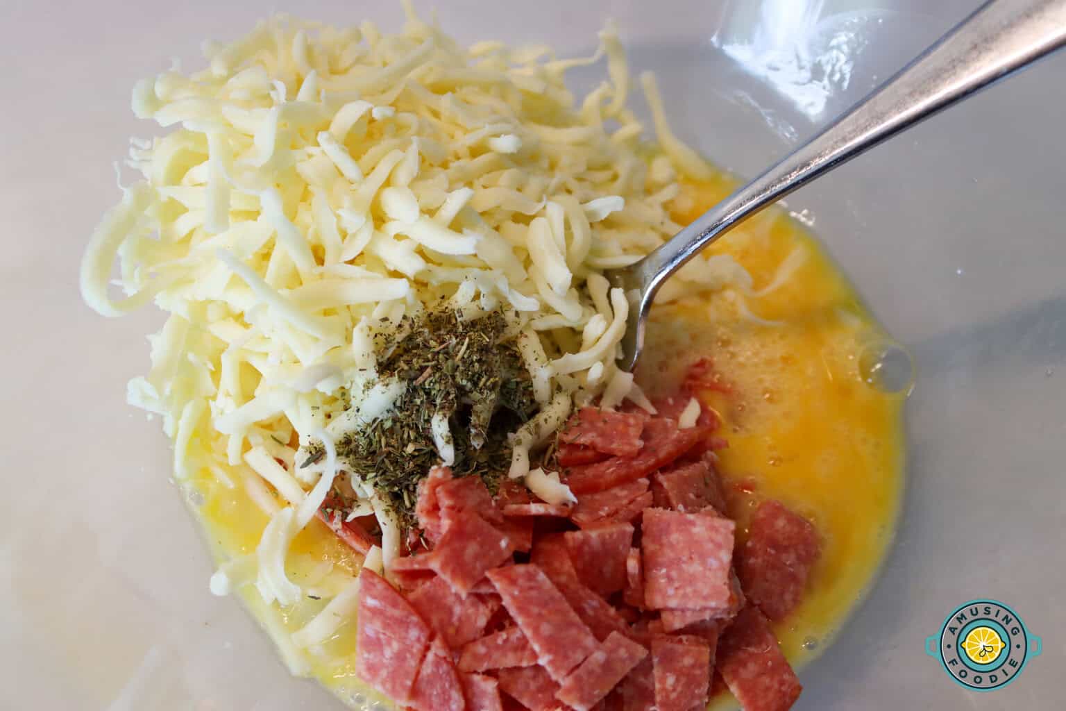 Ingredients pizza muffin mixture