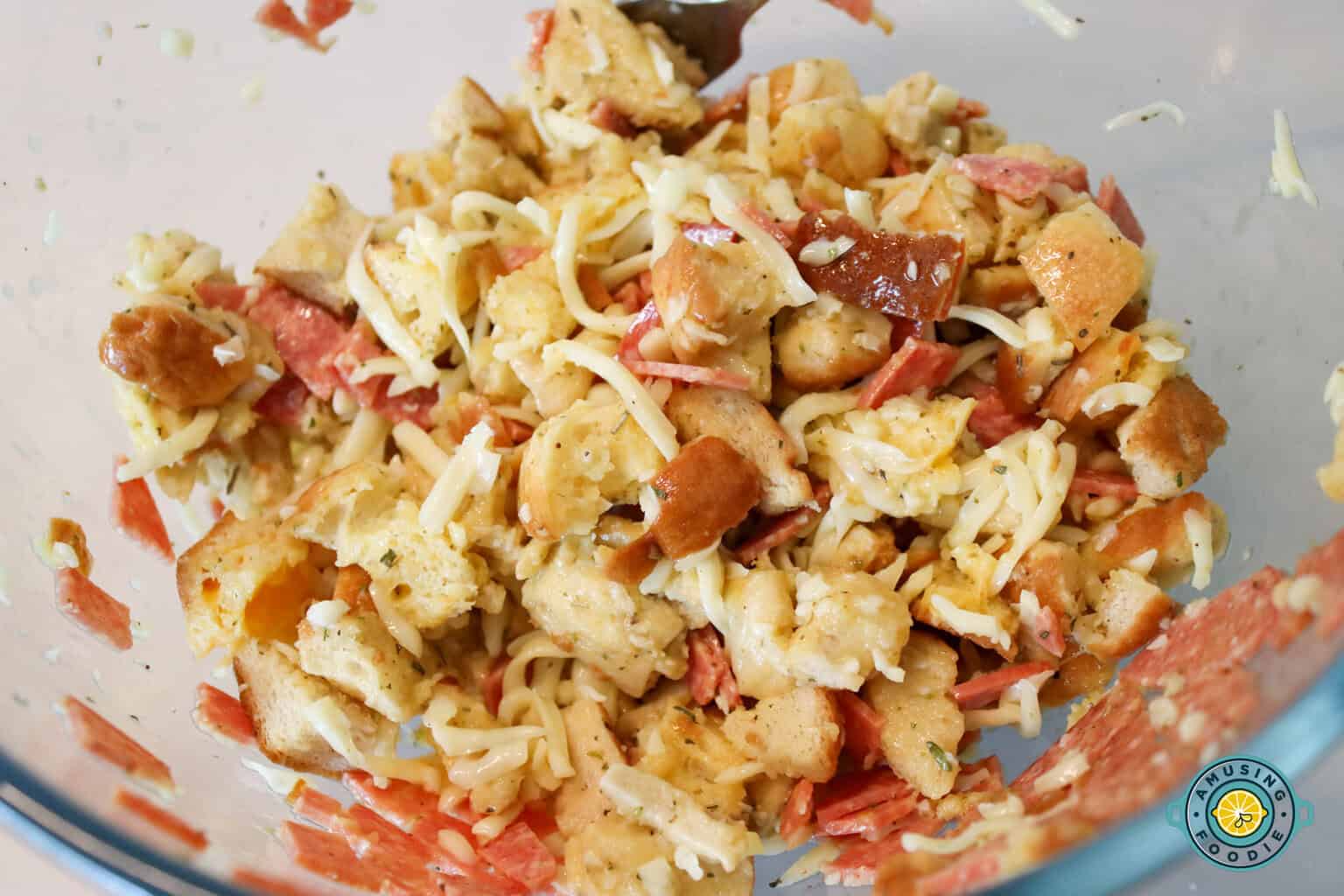 Mixed pizza muffin mixture