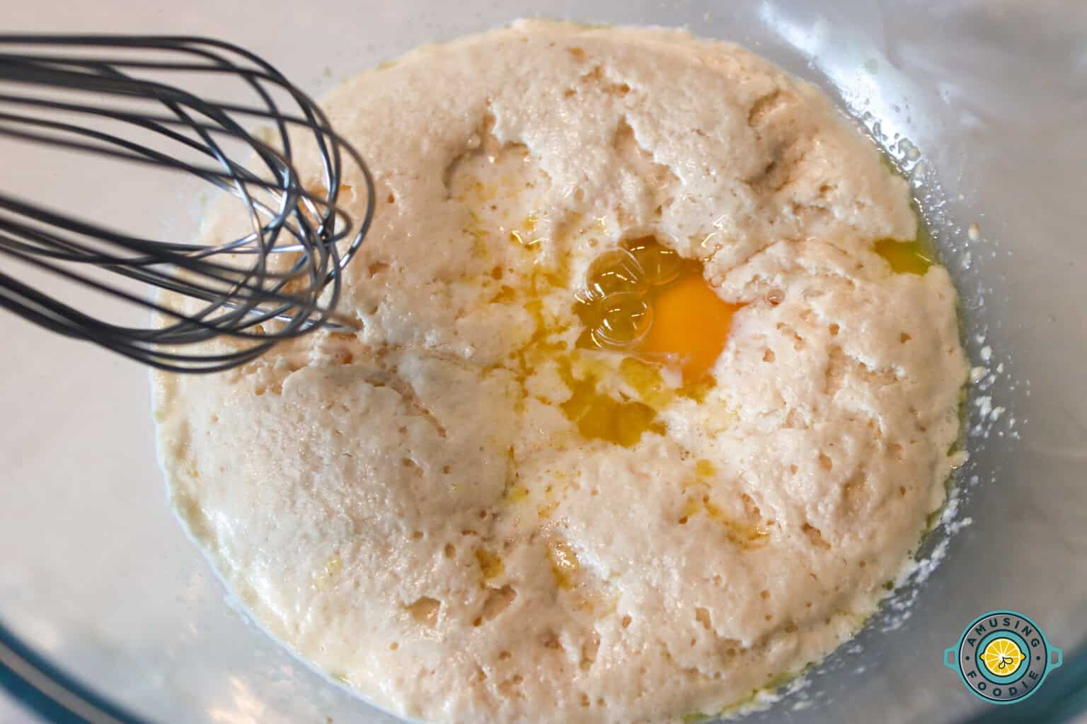 milk and flour mixture with egg