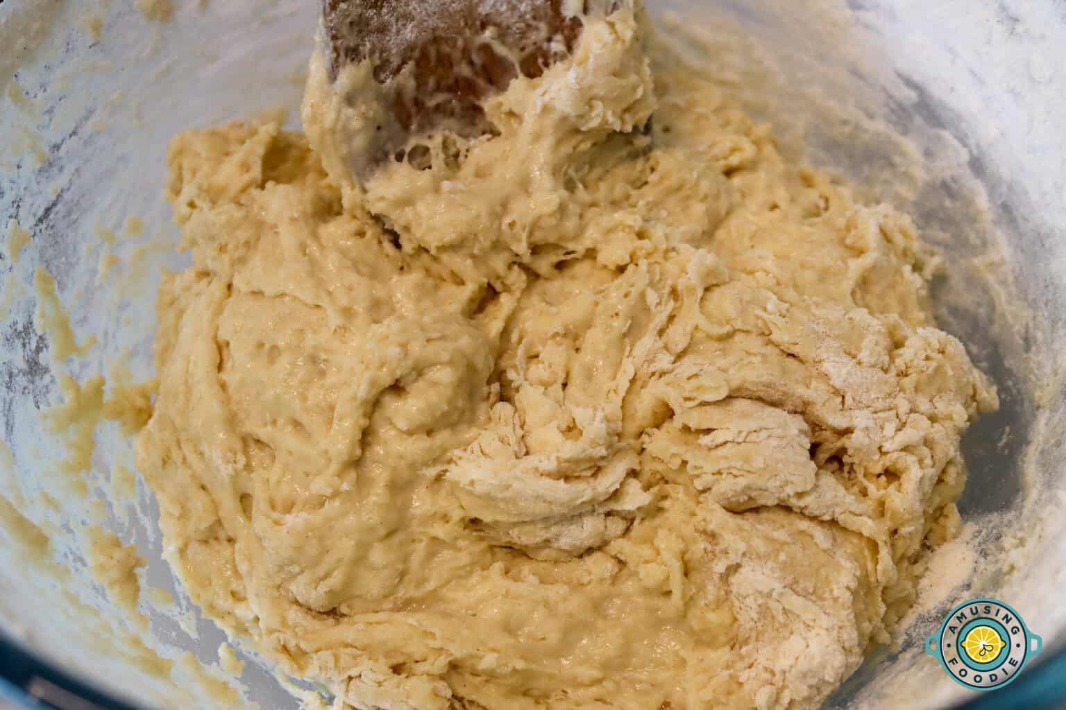 Mixing ingredients to make dough