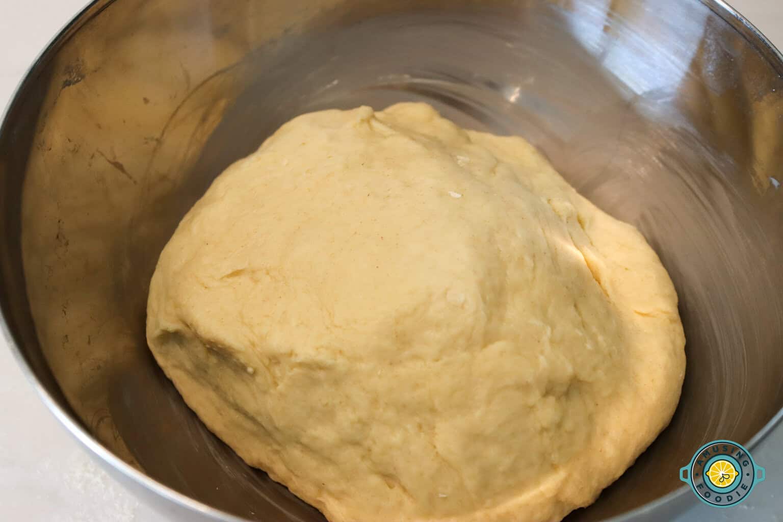 Dough in mixing bowl