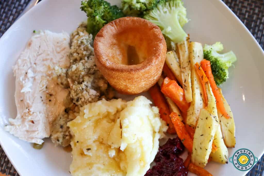 meal with roasted carrots and parsnips front view