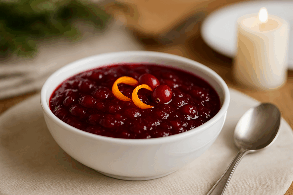 classic orange cranberry sauce close up
