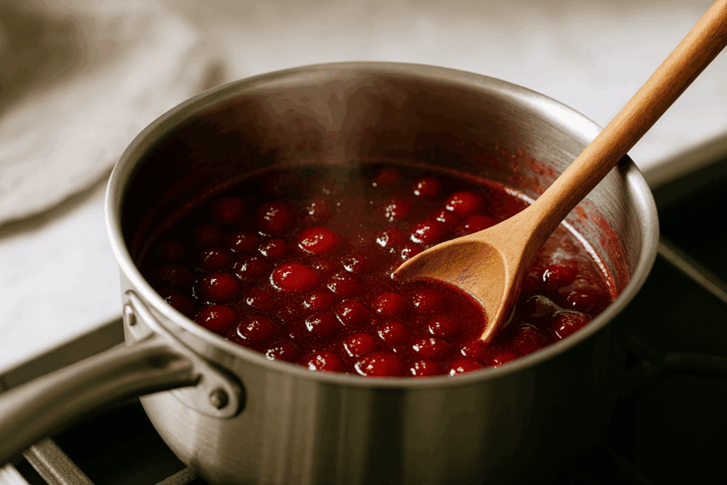 cranberry sauce simmering