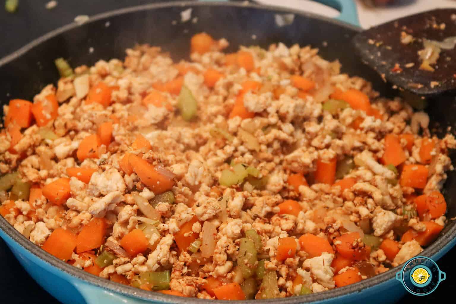 simmering ground turkey