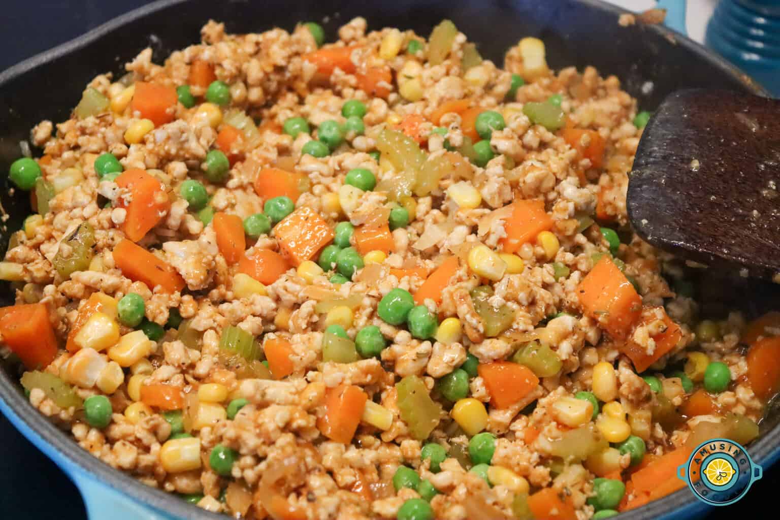 cooked ground turkey with veggies