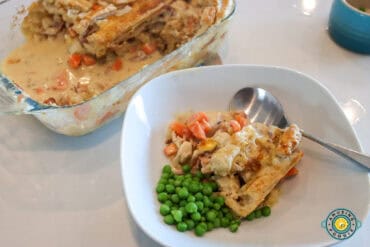 Creamy Chicken and Bacon Pie and a piece o plate